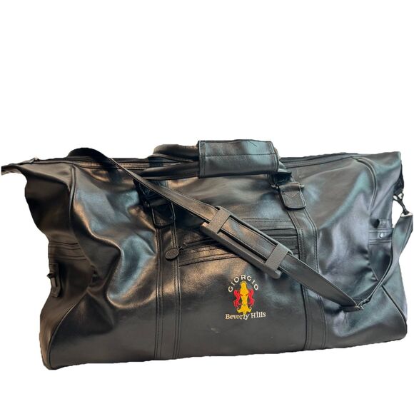 VTG 80s Giorgio Beverly Hills (18X12x9) Vegan Travel Duffle Bag Removable Strap - Picture 1 of 16